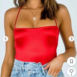 Princess Polly Red Satin Bodysuit